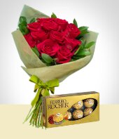 Flores - Bouquet de Rosas y Chocolates